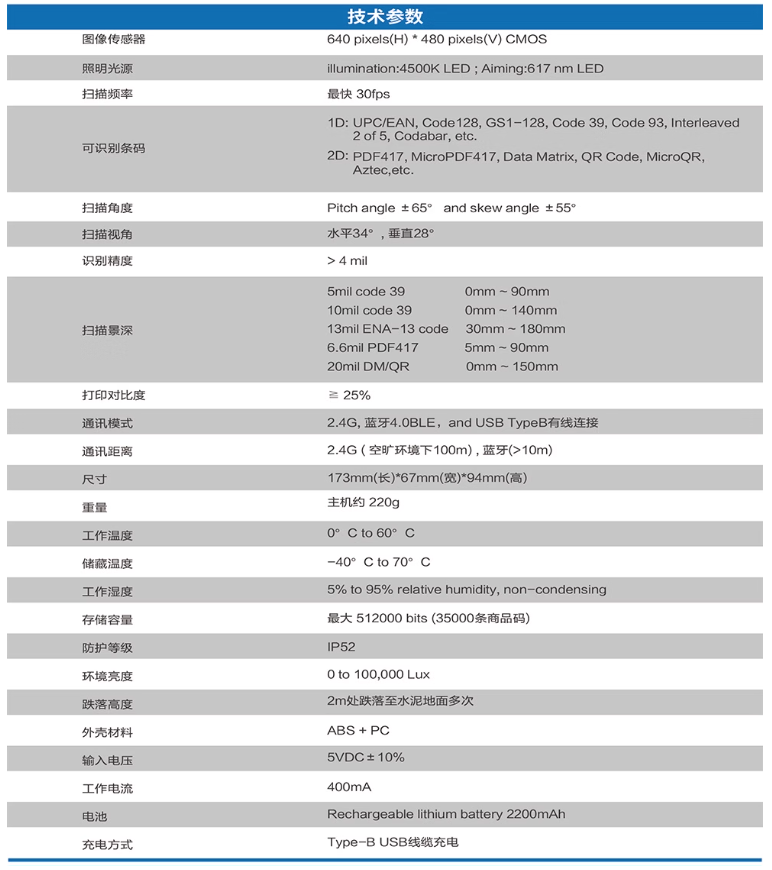 640*480传感器，SR成像仪，全局快门(高灵敏度)，带USB电缆，USB2.0，有线(带USB电缆)(图1)